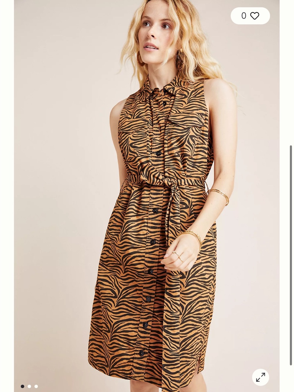 Anthropologie Maeve Gemini Tiger-Print Shirtdress
